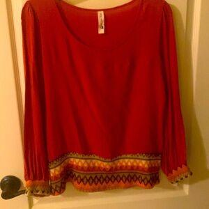 Pink owl orange rust color top size Medium